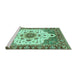 Sideview of Machine Washable Oriental Turquoise Modern Area Rugs, wshabs3381turq