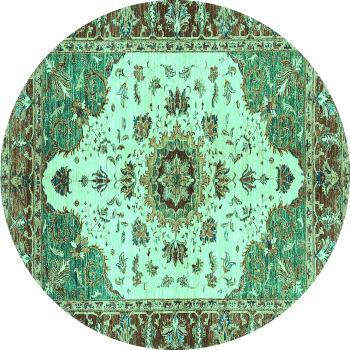 Round Oriental Turquoise Modern Rug, abs3381turq