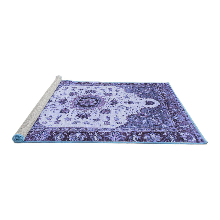 Sideview of Machine Washable Oriental Blue Modern Rug, wshabs3381blu