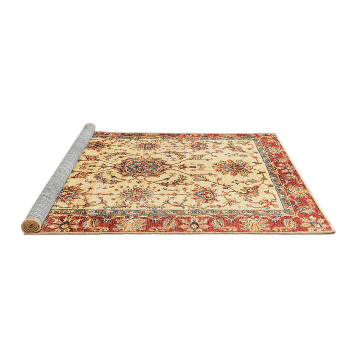 Sideview of Machine Washable Abstract Mustard Yellow Rug, wshabs3382
