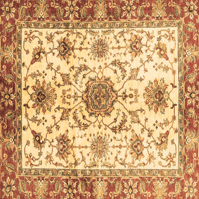 Square Machine Washable Oriental Brown Modern Rug, wshabs3382brn