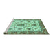 Sideview of Machine Washable Oriental Turquoise Modern Area Rugs, wshabs3382turq