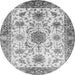 Round Machine Washable Oriental Gray Modern Rug, wshabs3382gry