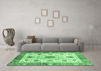 Machine Washable Oriental Emerald Green Modern Rug, wshabs3382emgrn