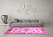 Machine Washable Oriental Pink Modern Rug in a Living Room, wshabs3382pnk