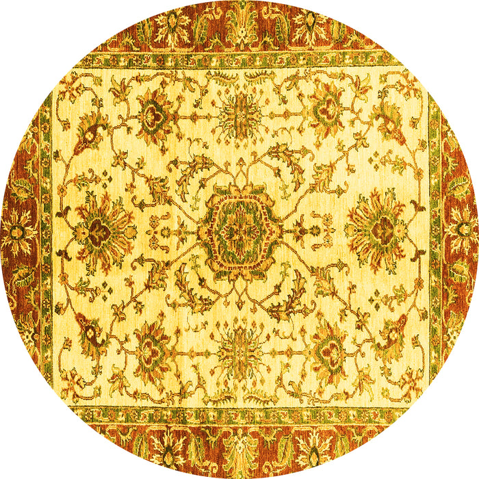 Round Oriental Yellow Modern Rug, abs3382yw