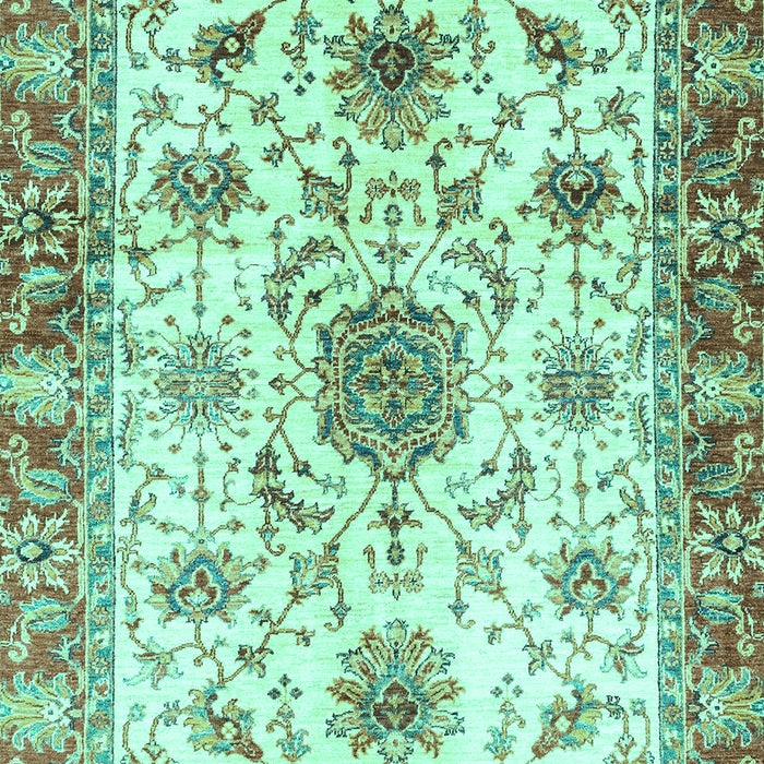 Machine Washable Oriental Turquoise Modern Area Rugs, wshabs3382turq