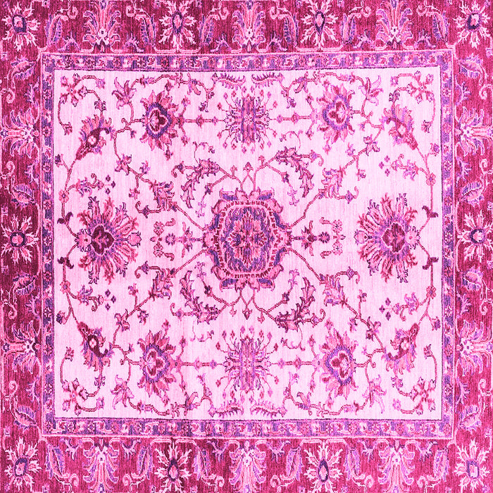 Square Machine Washable Oriental Pink Modern Rug, wshabs3382pnk