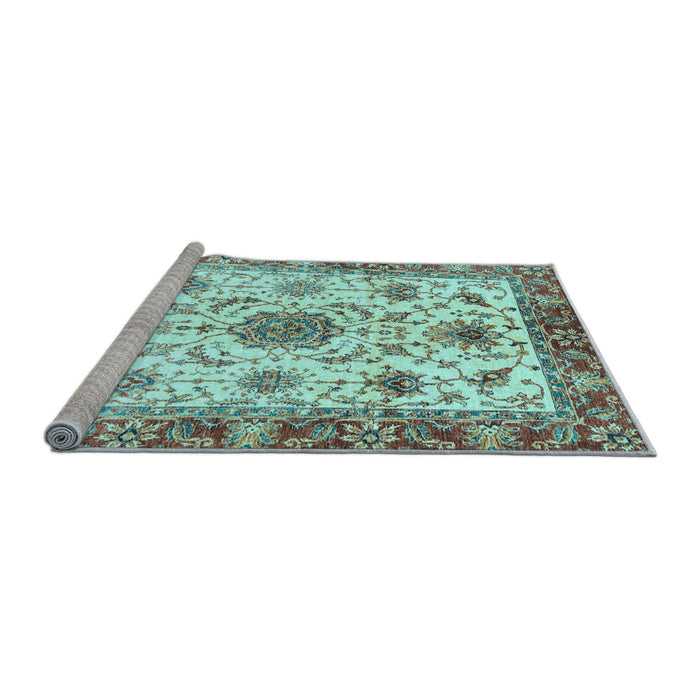 Sideview of Machine Washable Oriental Light Blue Modern Rug, wshabs3382lblu