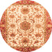 Round Machine Washable Oriental Orange Modern Area Rugs, wshabs3382org