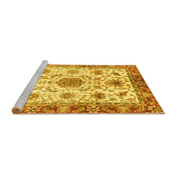 Sideview of Machine Washable Oriental Yellow Modern Rug, wshabs3382yw