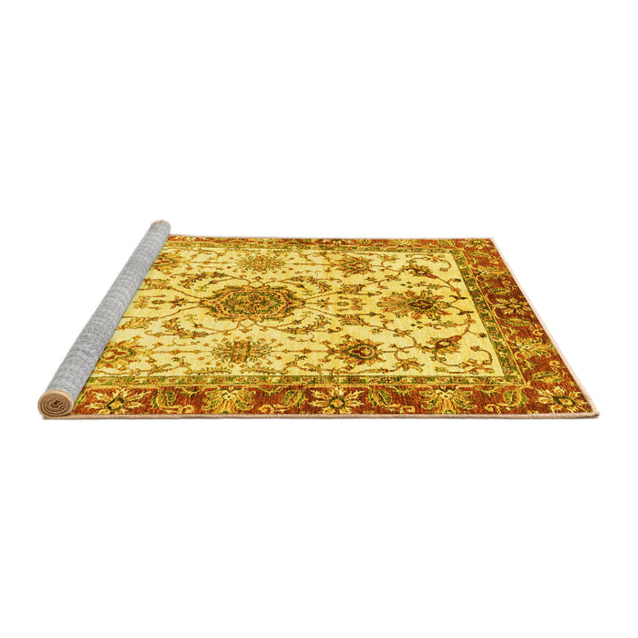 Sideview of Machine Washable Oriental Yellow Modern Rug, wshabs3382yw