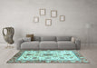 Machine Washable Oriental Light Blue Modern Rug in a Living Room, wshabs3382lblu