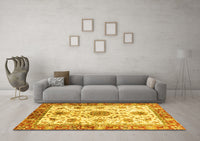 Machine Washable Oriental Yellow Modern Rug, wshabs3382yw