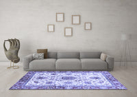 Machine Washable Oriental Blue Modern Rug, wshabs3382blu