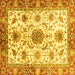 Square Machine Washable Oriental Yellow Modern Rug, wshabs3382yw