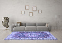 Machine Washable Oriental Blue Modern Rug, wshabs3383blu