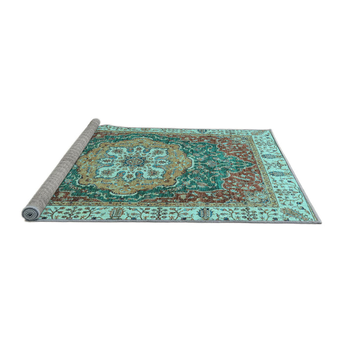 Sideview of Machine Washable Oriental Light Blue Modern Rug, wshabs3383lblu