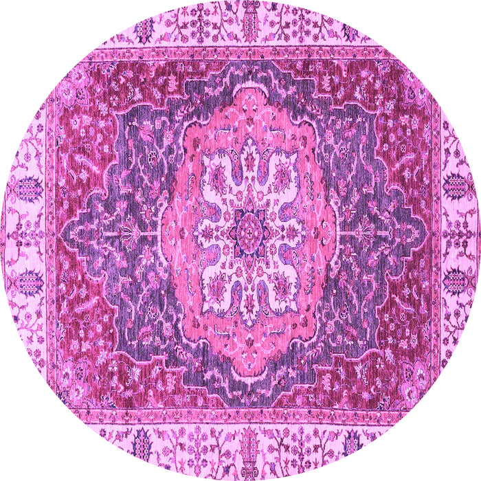 Round Machine Washable Oriental Purple Modern Area Rugs, wshabs3383pur