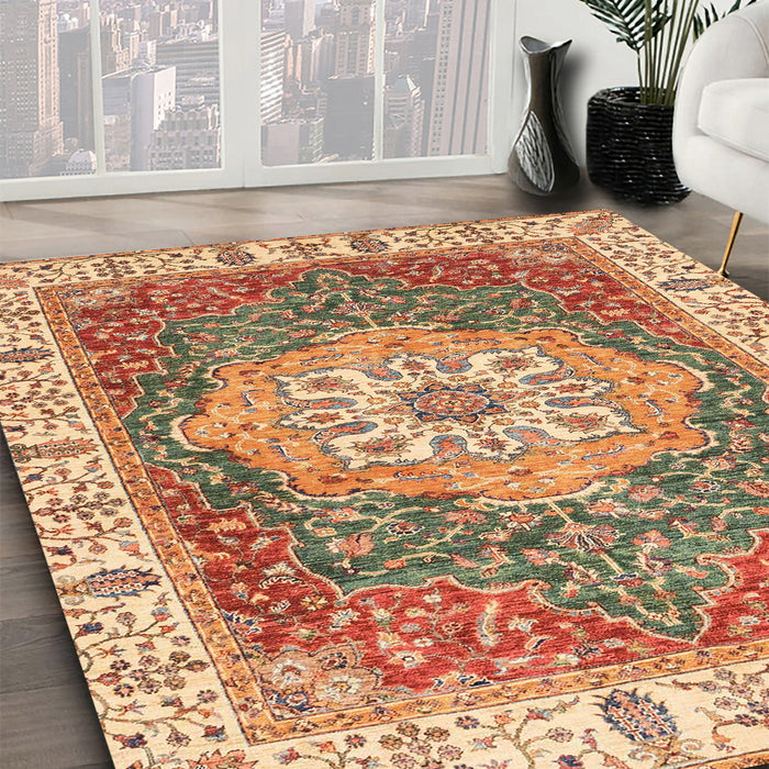 Machine Washable Abstract Red Rug in a Family Room, wshabs3383