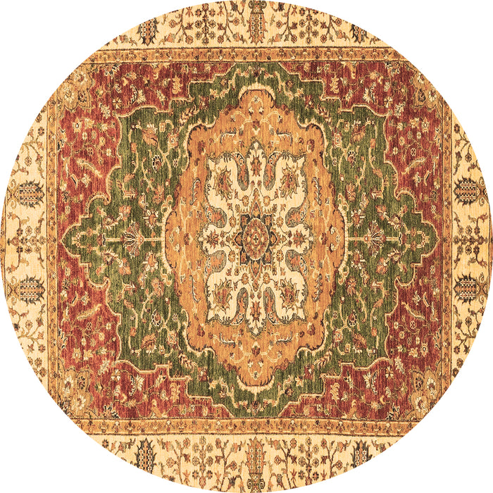 Round Machine Washable Oriental Brown Modern Rug, wshabs3383brn