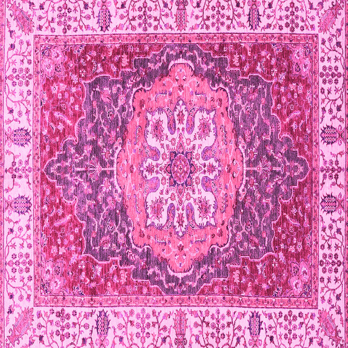 Square Machine Washable Oriental Pink Modern Rug, wshabs3383pnk