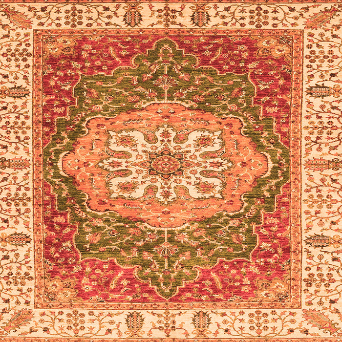 Square Machine Washable Oriental Orange Modern Area Rugs, wshabs3383org