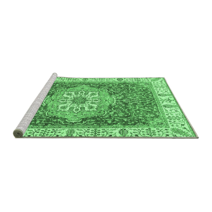 Sideview of Machine Washable Oriental Emerald Green Modern Area Rugs, wshabs3383emgrn