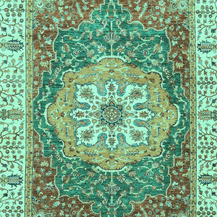 Machine Washable Oriental Turquoise Modern Area Rugs, wshabs3383turq