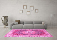 Machine Washable Oriental Pink Modern Rug, wshabs3383pnk