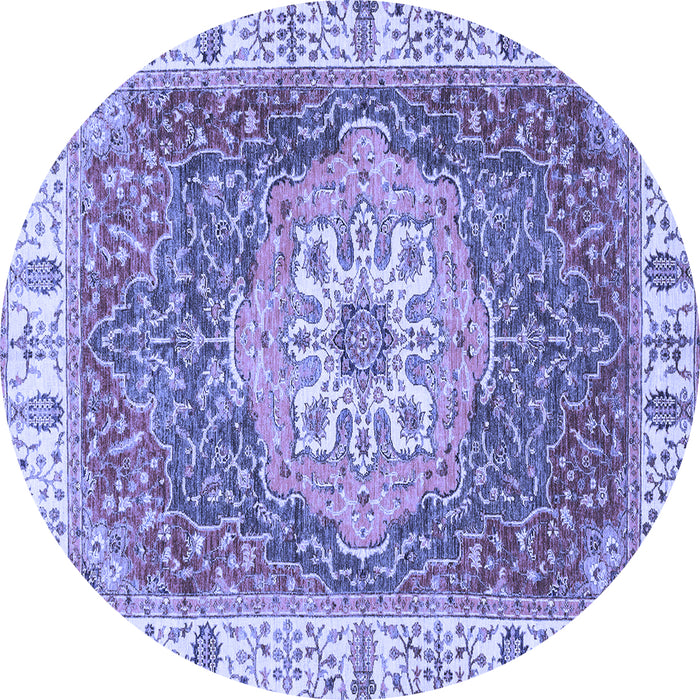 Round Machine Washable Oriental Blue Modern Rug, wshabs3383blu
