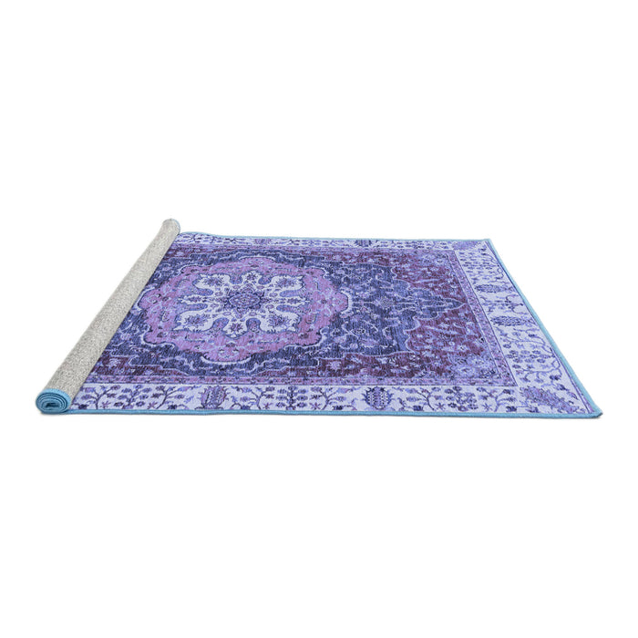 Sideview of Machine Washable Oriental Blue Modern Rug, wshabs3383blu