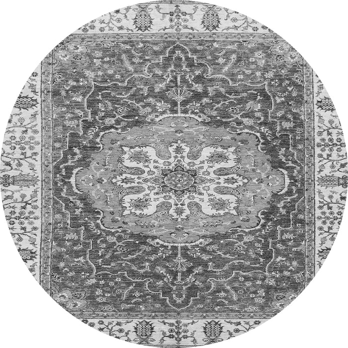 Round Machine Washable Oriental Gray Modern Rug, wshabs3383gry