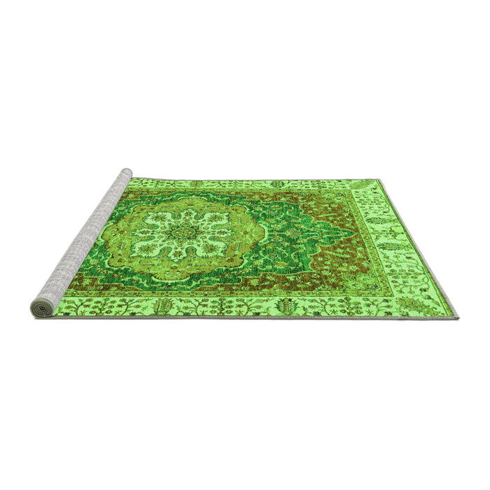 Sideview of Machine Washable Oriental Green Modern Area Rugs, wshabs3383grn