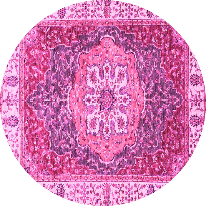 Round Oriental Pink Modern Rug, abs3383pnk