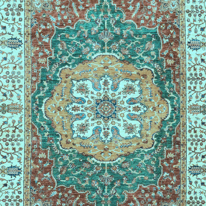 Machine Washable Oriental Light Blue Modern Rug, wshabs3383lblu
