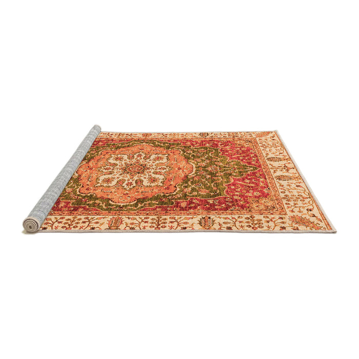 Sideview of Machine Washable Oriental Orange Modern Area Rugs, wshabs3383org