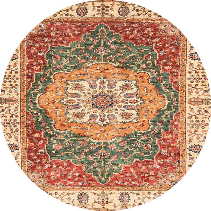 Round Abstract Red Oriental Rug, abs3383