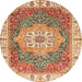 Round Abstract Red Oriental Rug, abs3383