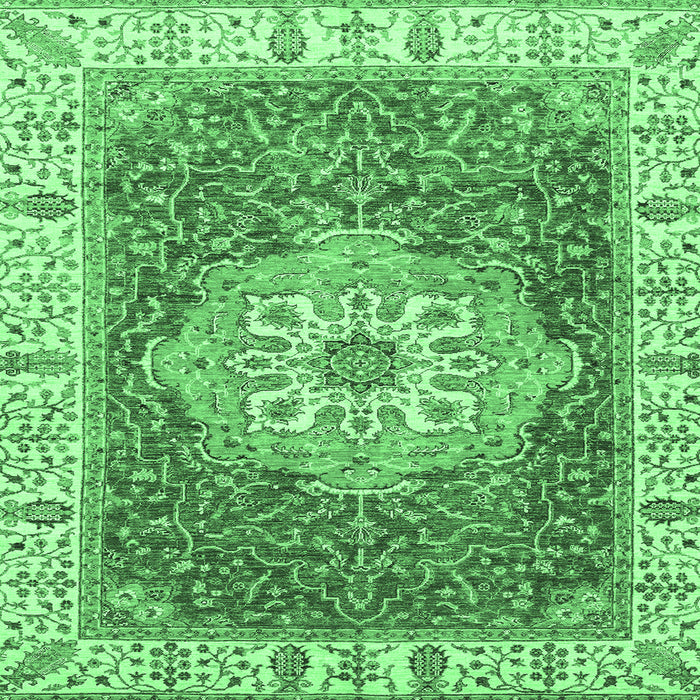 Square Machine Washable Oriental Emerald Green Modern Area Rugs, wshabs3383emgrn