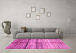 Machine Washable Oriental Pink Modern Rug in a Living Room, wshabs3384pnk