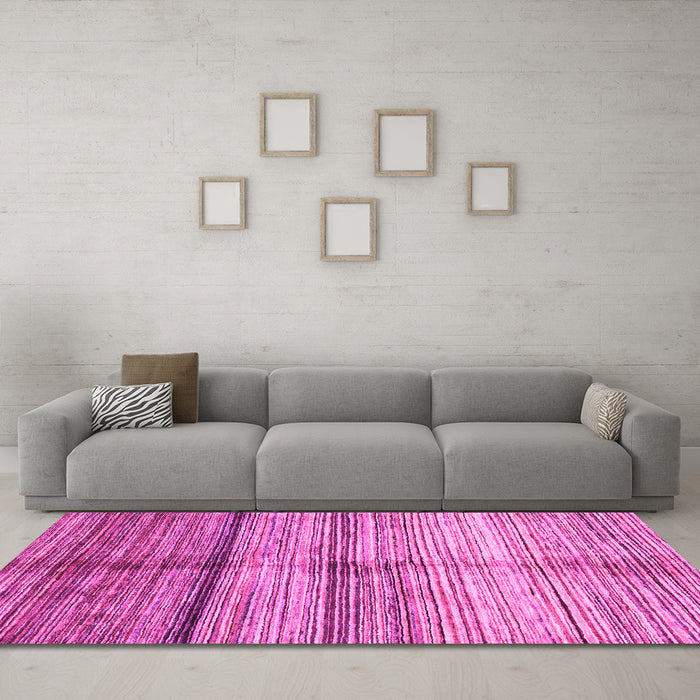 Machine Washable Oriental Pink Modern Rug in a Living Room, wshabs3384pnk