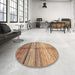 Round Machine Washable Abstract Sandy Brown Rug in a Office, wshabs3384