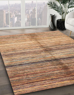 Abstract Sandy Brown Oriental Rug in Family Room, abs3384