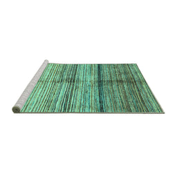 Sideview of Machine Washable Oriental Turquoise Modern Area Rugs, wshabs3384turq