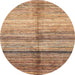 Round Abstract Sandy Brown Oriental Rug, abs3384