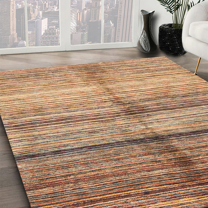 Abstract Sandy Brown Oriental Rug in Family Room, abs3384