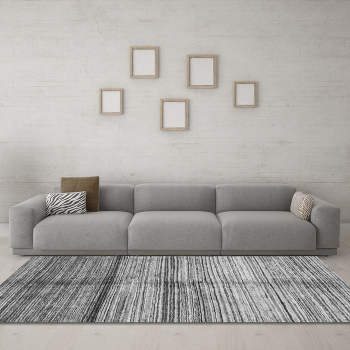 Machine Washable Oriental Gray Modern Rug in a Living Room,, wshabs3384gry