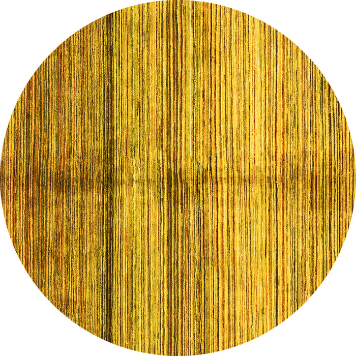 Round Machine Washable Oriental Yellow Modern Rug, wshabs3384yw