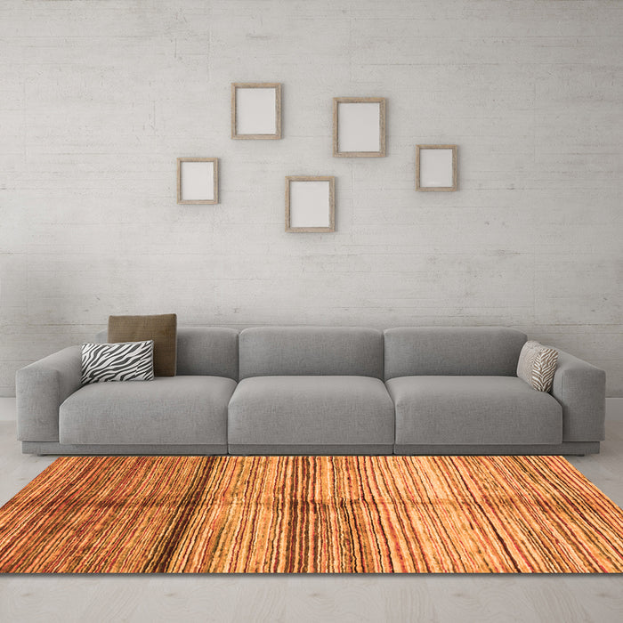 Machine Washable Oriental Orange Modern Area Rugs in a Living Room, wshabs3384org